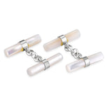 Carica l'immagine nel visualizzatore Galleria, Gemelli doppi in argento e madreperla a barrette