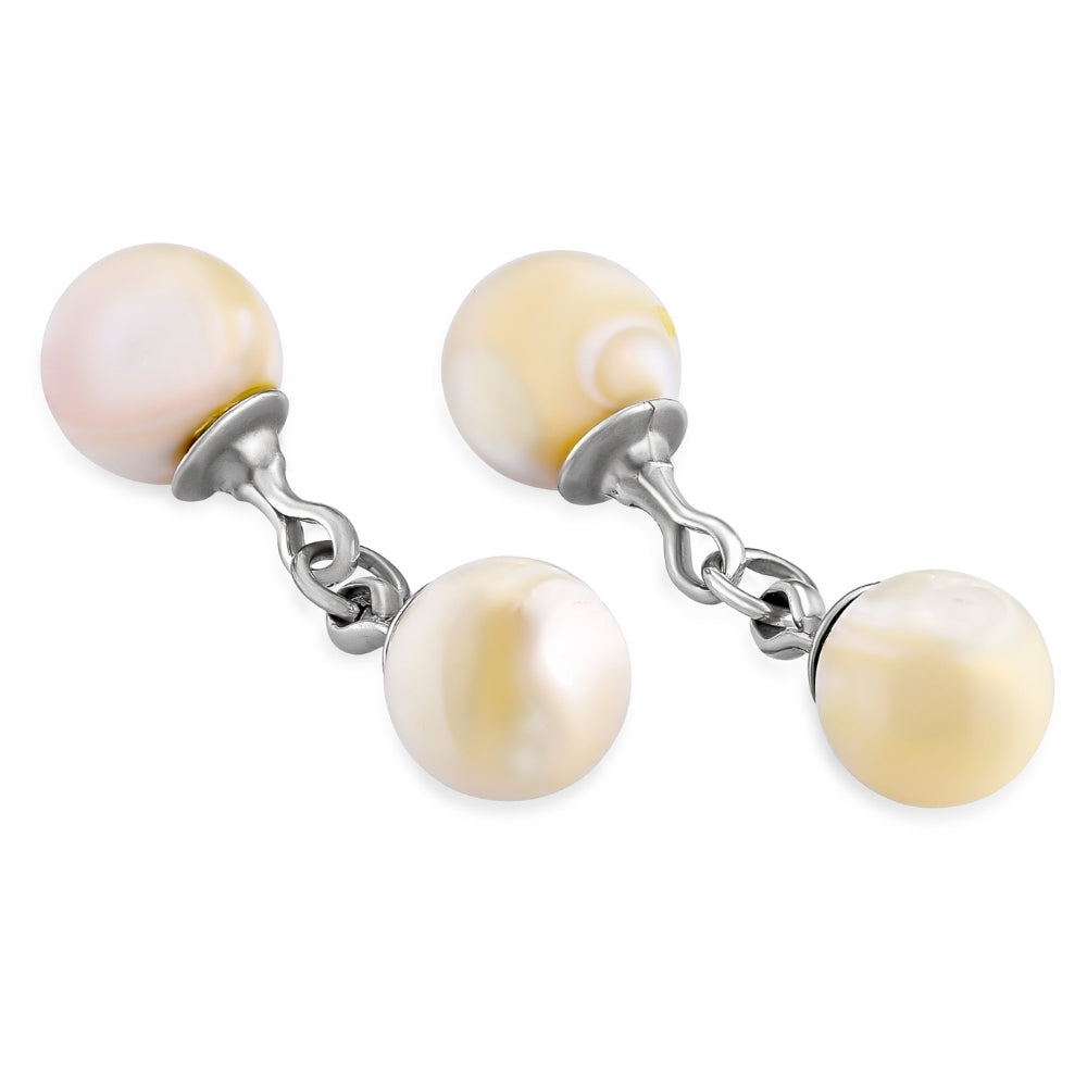Gemelli doppi in argento e madreperla a sfere