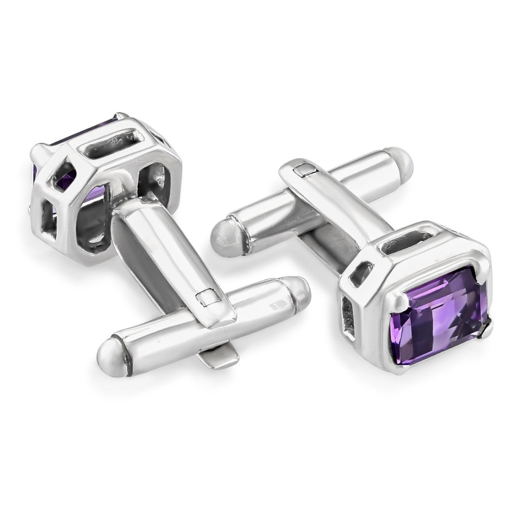 Gemelli da polso argento e ametista sfaccettata
