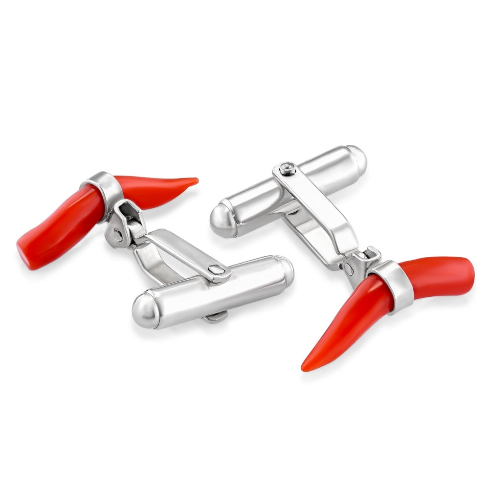 Gemelli in argento e corallo