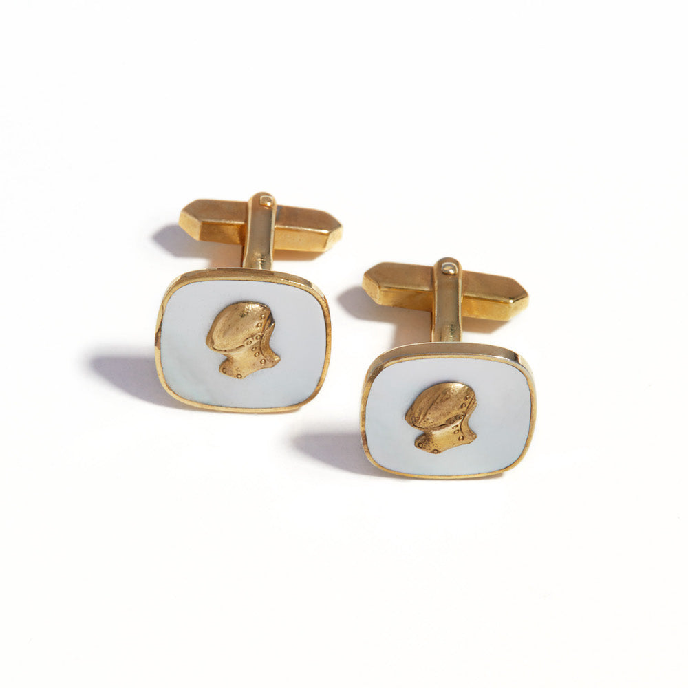 Knight cufflinks in mother of pearl 